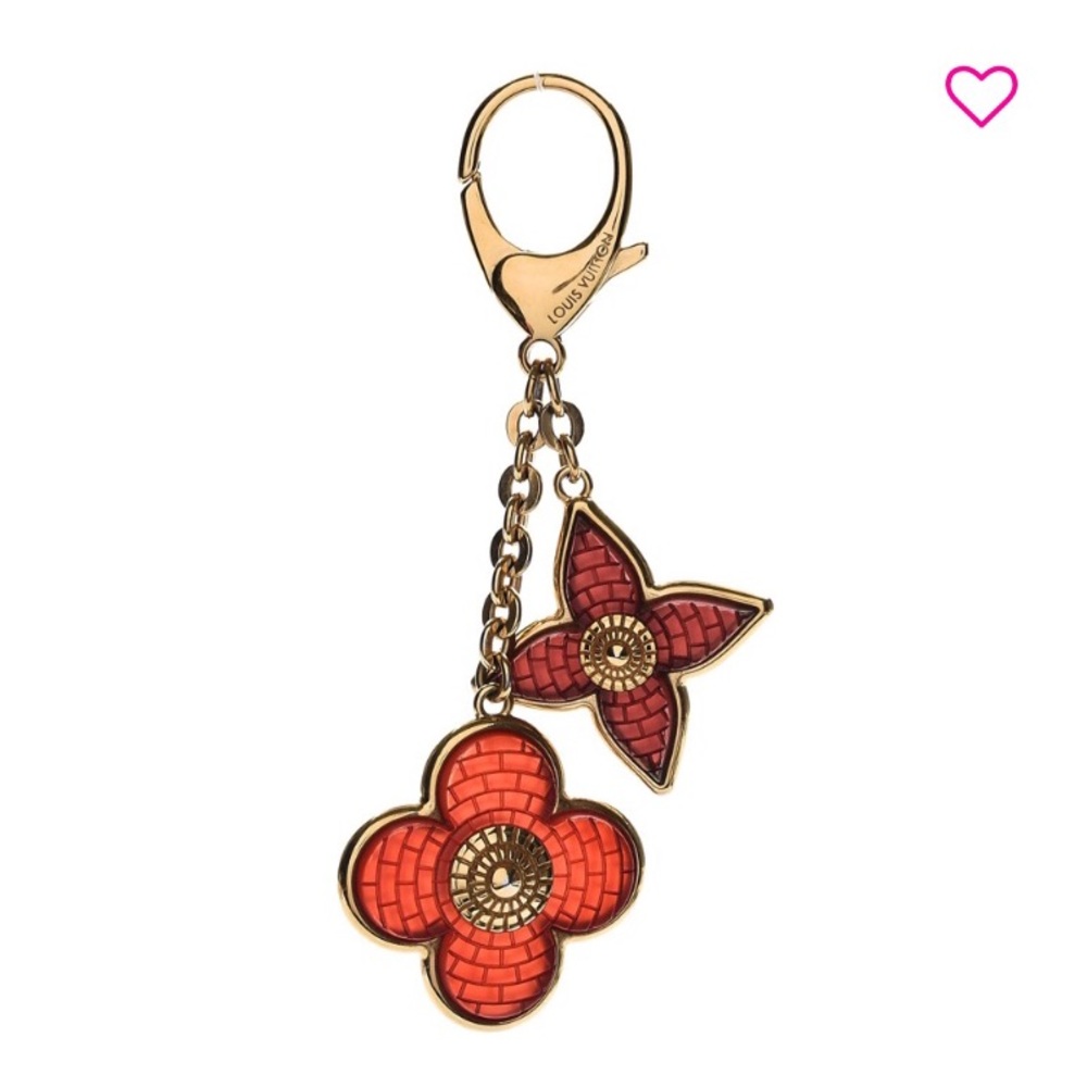 AUTHENTIC LOUIS VUITTON RED RESIN MOSAIC MONOGRAM FLOWER KEY HOLDER BAG …